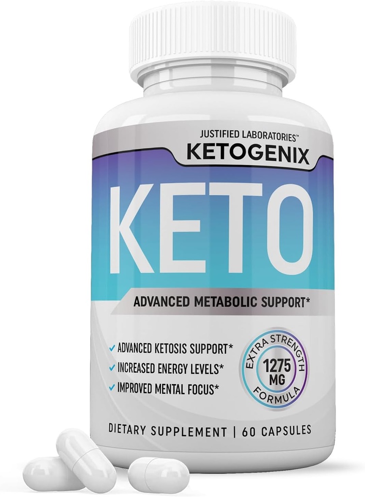 Ketogenix Keto Pills 1275MG Nuova formula &amp; Migliorata Contiene Aceto di Sidro di Mela Polvere di Olio Extra Vergine di Oliva Polvere di Tè Verde Foglia 60 capsule