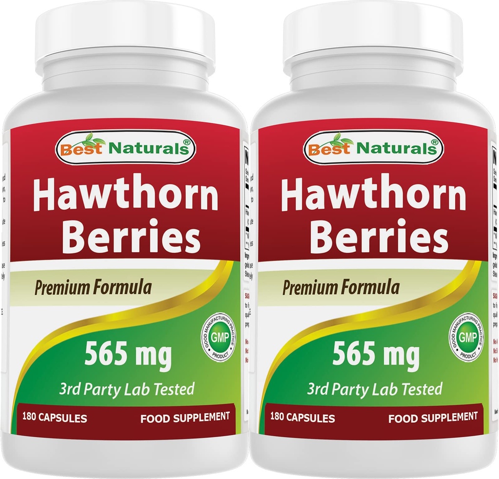 Best Naturals Hawthorn Berry 565 mg 180 capsule (180 conteggio (Pack of 2))
