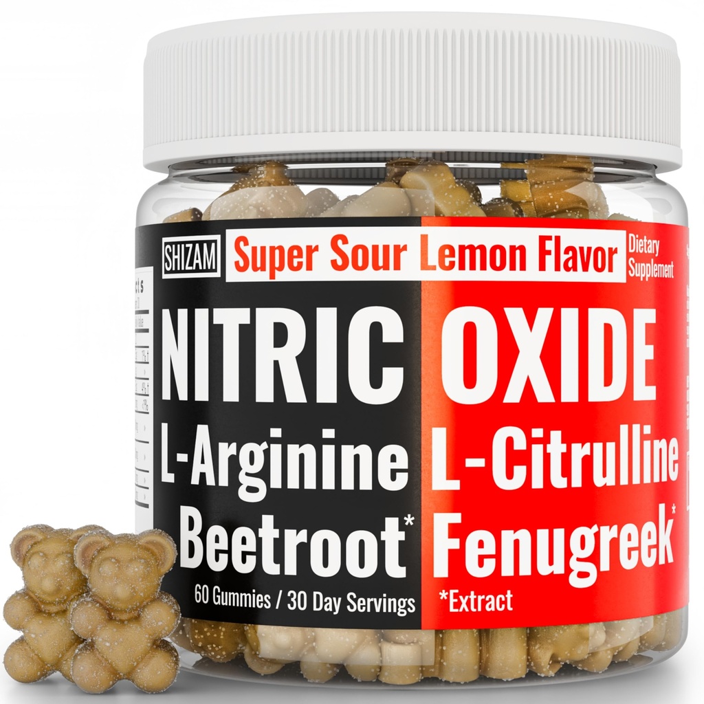SHIZAM Beets Fenugreek Super Nitric Oxide Gummies w L-Arginina L-Citrulline, barbabietola Root Chews Chweable Chewables Capsule Pills Supplements Alt, Bootroot Flow Adults Men Beats