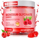 Magnesio Glycinate Gummies 400mg per adulti e bambini,90 Ct Zucchero Gratuito Magnesio Gummies con Potassium Magnesio Supplemento per donne e uomini,Sleep Msucle & Engergy Support,Raspberry Flavor