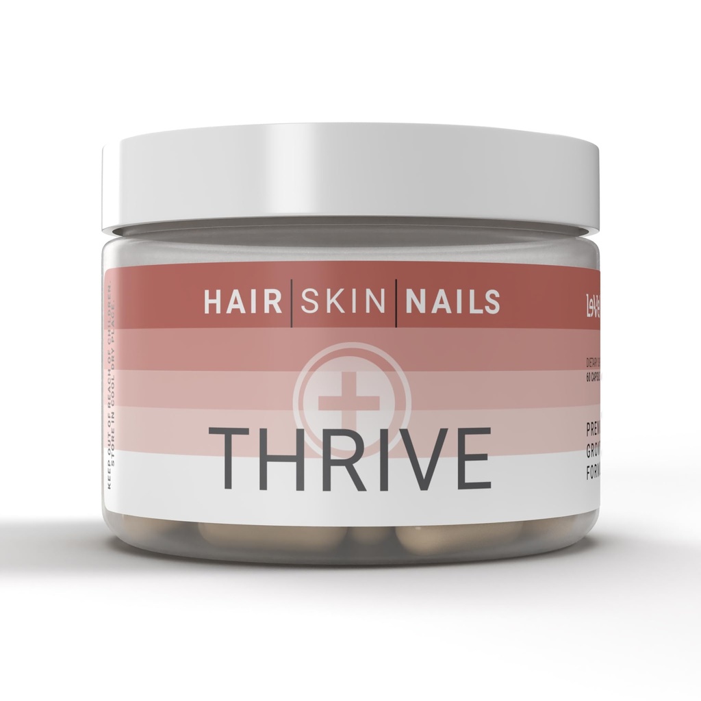 Le-Vel Thrive, Collage Premium con Biotin 3500mcg, Vitamina C, Zinco e Turmerico – Capelli, Pelle, Unghie, Giunti – Collage marino idrolizzato, Ashwagandha, Keratin, Kelp Organic 60 Capsule