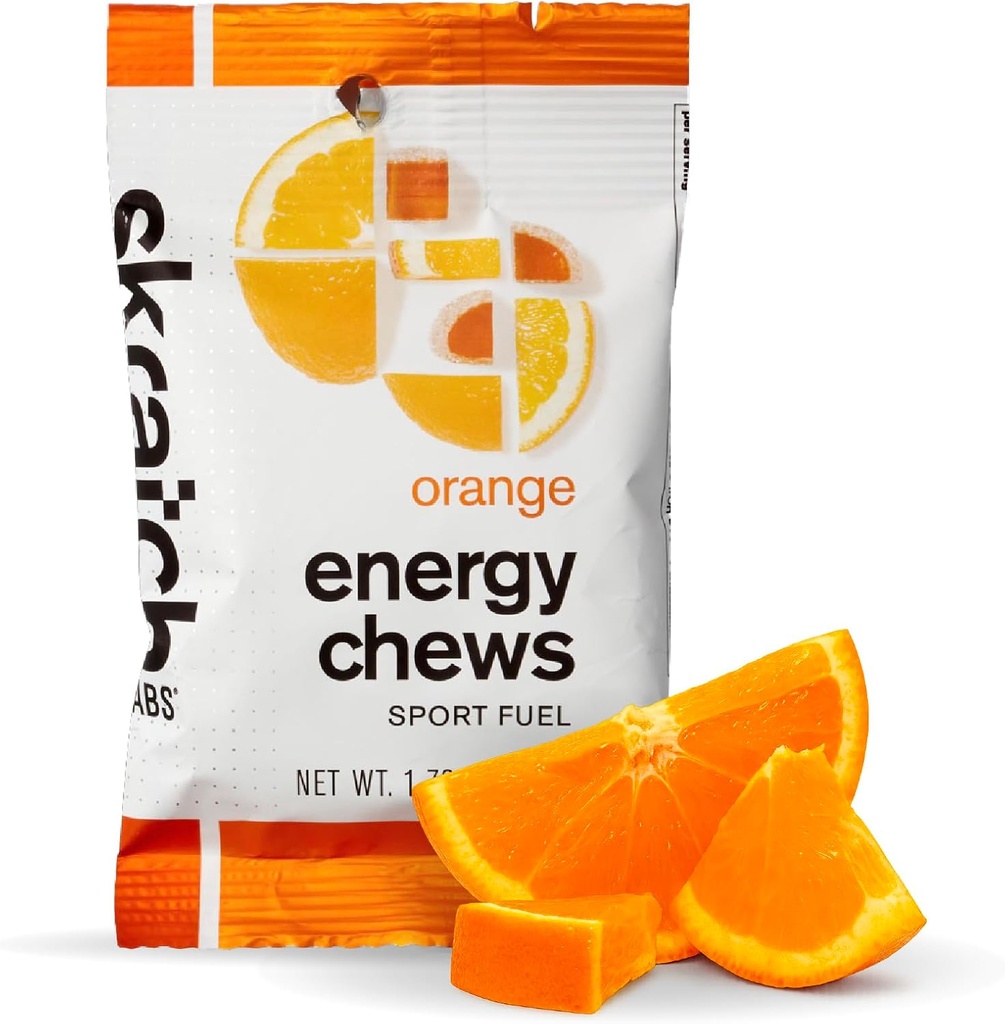 Skratch Labs Energy Chews | Gummies for Running, Cycling e Sport Performance | Gel Alternative | Orange (10 Pack) | Gluten Free, Vegan