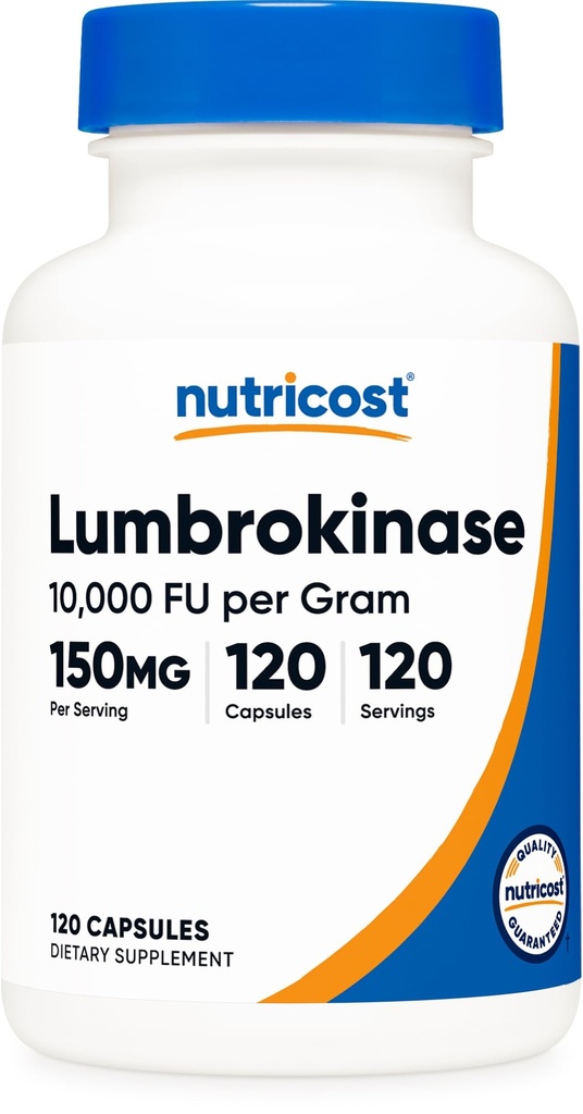 Nutricost Lumbrokinase capsule 150 mg (120 capsule) - senza glutine, vegano, senza OGM