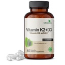 Vitamina K2 (MK7) con D3 Supplemento - Formula non OGM - 5000 IU Vitamin D3 & 90 mcg Vitamina K2 MK-7, 60 capsule vegetariane
