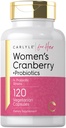 Carlyle Women's Cranberry Plus Probiotics | 120 Capsules | con 14 Probiotic Strains | Vegetariano, Non OGM, Gluten Free Supplement | for Her