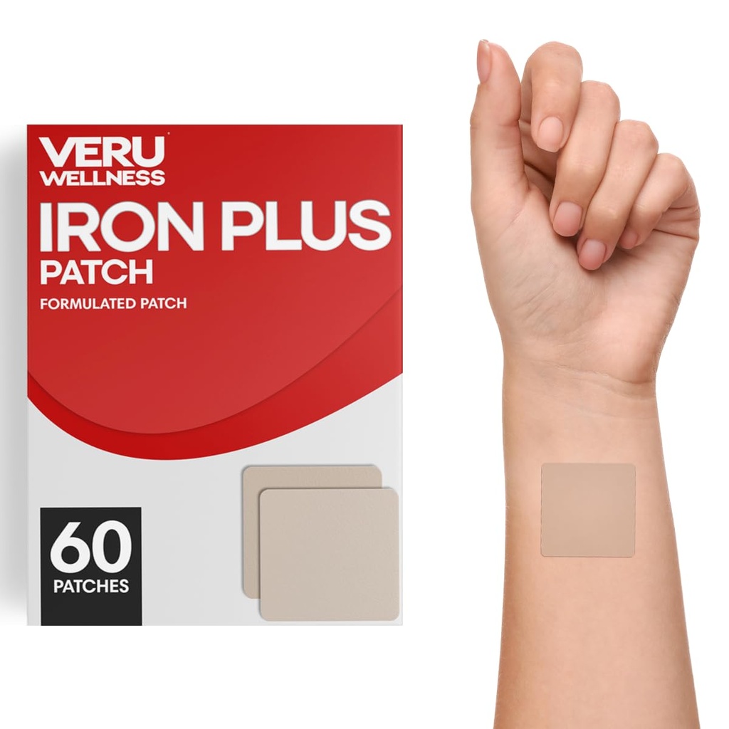 Veru Wellness Iron Plus Daily Patch - Supporto per la carenza di ferro - Livelli di sangue ed energia (60 giorni)