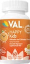 VAL Kids Magnesium | Calm + Focus Formula | 100mg Mg (Glycinate, Citrate, Taurate) + B6, D3, C | Sugar-Free, Non OGM | Fun Chewable Tablet | Orange Flavor | 60 Ct