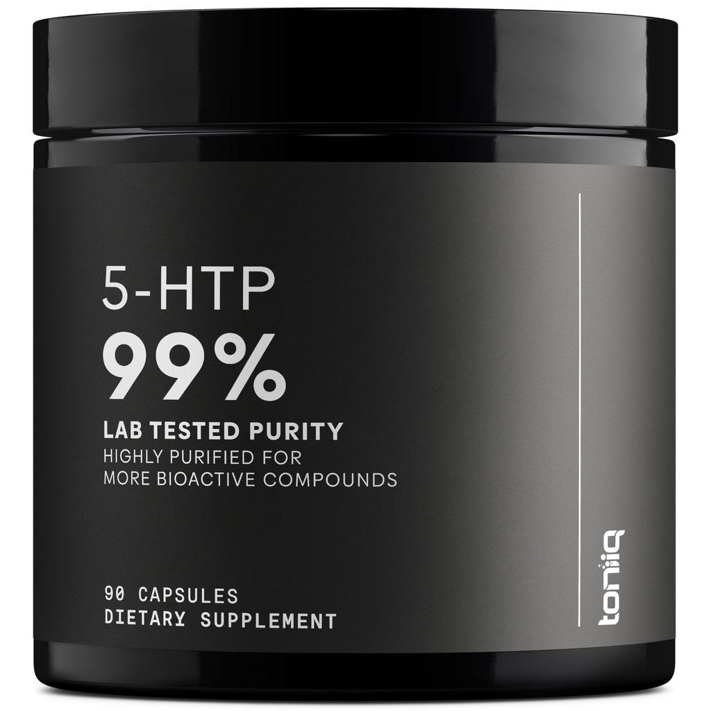 Toniiq Ultra High Strength 5HTP Capsule - 99%+ Altamente purificato e biodisponibile - 12:1 Estratto concentrato - 200mg - 90 capsule vegetali