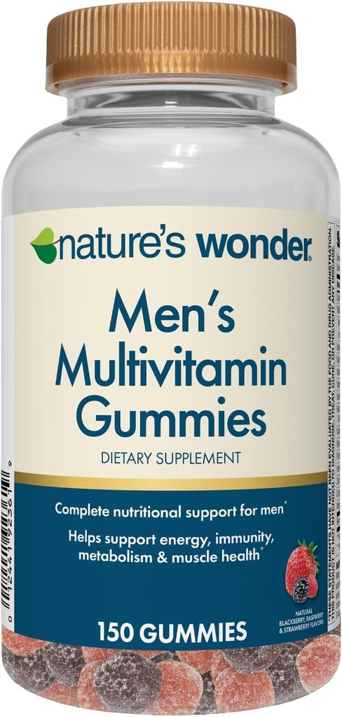 Gummie Multivitaminiche della natura, Supporta la salute immunitaria, l'energia, il metabolismo e i muscoli con vitamine A,C,D,B6,B12, 150 Men's Daily Multivitamin Gummies, 75 Day Supply