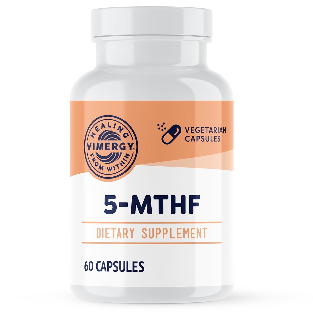 Vimergy 5-MTHF Capsule – 60 Serve (1 Capsule/Serving) 8500mcg L-metilfolato Glucosamina e 500 mcg Vitamina B12 Supplemento – Biodisponibile Folate Supplemento per Donne e Uomini Vegan 5 mthf (60 ct)