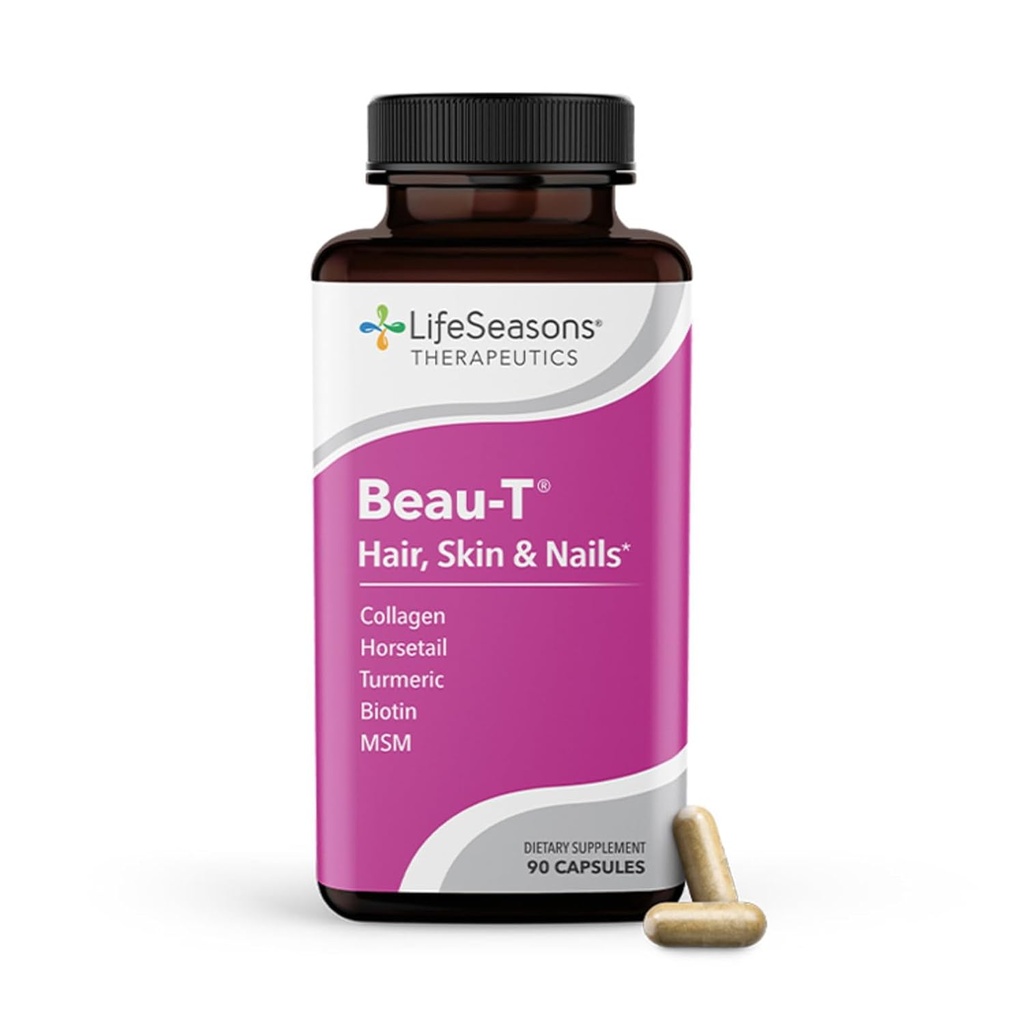 LifeSeasons Pausitivi-T con Beau-T & Ageless Skincare - Menopause Support Supplement - Rilievo per Flash Caldi, Ormone Imbalance & Night Sweats - Sage, Chasteberry, Soy Isoflavones & Black Cohosh