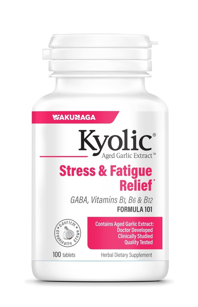 Kyolic Aged Garlic Extract Formula 101, Stress e Fatigue Relief, 100 compresse.