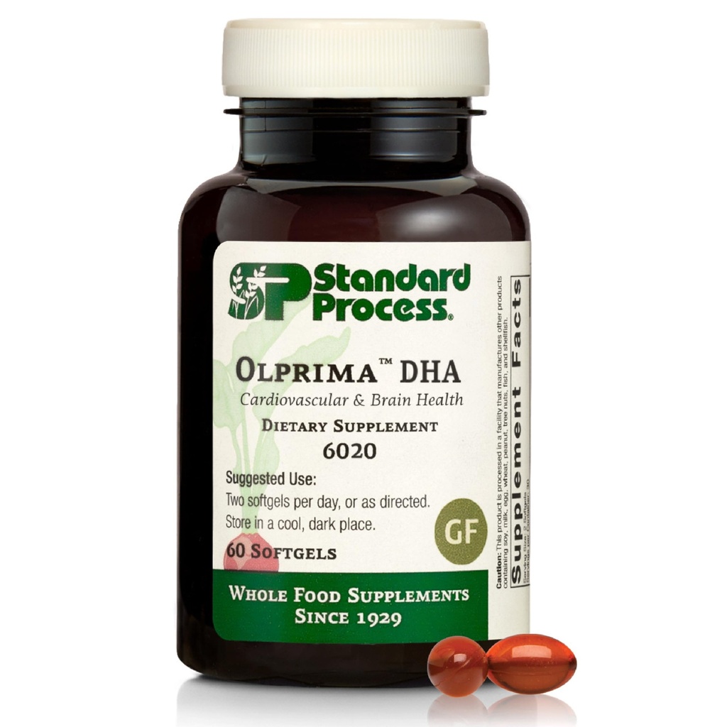 Processo standard Olprima DHA - Supplemento Omega-3 per la salute del cuore e del cervello - senza glutine, non-giorno e non-soia - 60 Softgels (30 Serve)