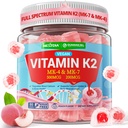 Vitamina K2 Gummies MK-7 200 mcg & MK-4 500 mcg per le donne e gli uomini senza zucchero, perfetto 2-IN-1 Full Spectrum Vitamin K2 Supplemento per Bone, He-art, promuove l'assorbimento di calcio, cervello, denti, immune,1Pack