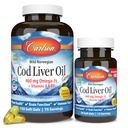 Carlson - Cod Liver Oil Gems, 460 mg Omega-3s, Plus Vitamine A e D3, Wild Caught Norwegian Arctic Cod, Sostenibilmente Source Nordic Fish Oil Capsules, Lemon, 150 + 30 Softgels