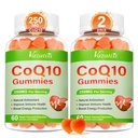 2 Pack CoQ10 Gummies 250 mg, Plus Omega-3, Magnesio, Vitamina B12 per l'energia cellulare, cervello e antiossidante, 5X Migliore assorbimento Coenzima Q10 Supplemento - 120 Ct