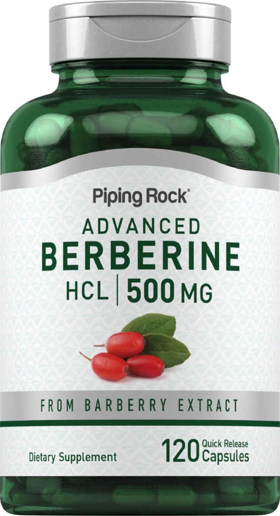 Piping Rock Berberine HCL Supplemento | 500mg | 120 capsule | Estratto di mirtillo | Non OGM, Gluten Free