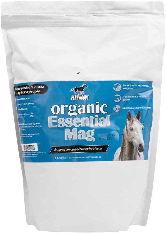 Pennwoods Organic Essential Mag, Magnesio per i Cavalli Supplemento, Aids in Glucose Metabolism, Ridurre lo stress e Fornisce la calma per il vostro cavallo, 5 LB Bag