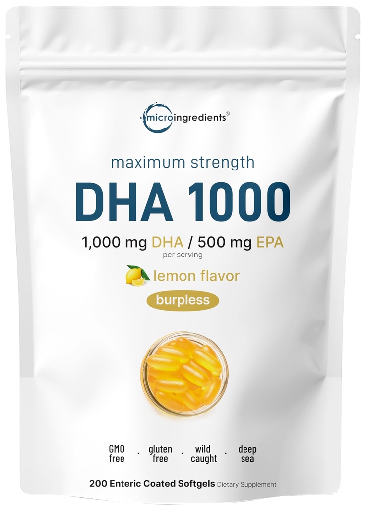 Omega 3 Fish Oil DHA Supplementi 1000mg con EPA 500mg, 200 Softgels – Limone aromatizzato, Burpless (Enteric Coated) | Pesce fresco di mare profondo, Pesce selvatico dalle acque norvegesi | Mercury Free