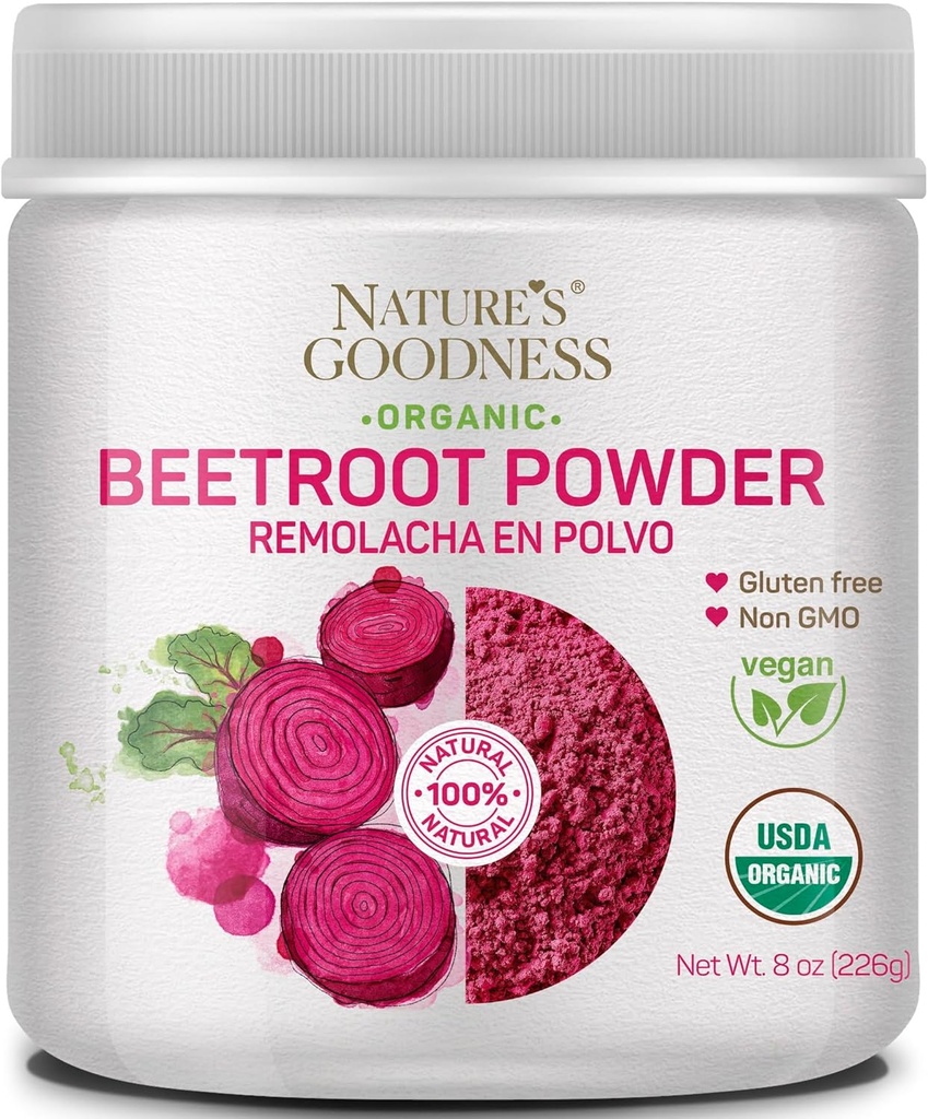 Polvere della radice della barbabietola della natura – 56 Serve (8oz) - Booster dell'ossido nitrico per l'energia, la stamina, la salute del cuore e le prestazioni atletiche