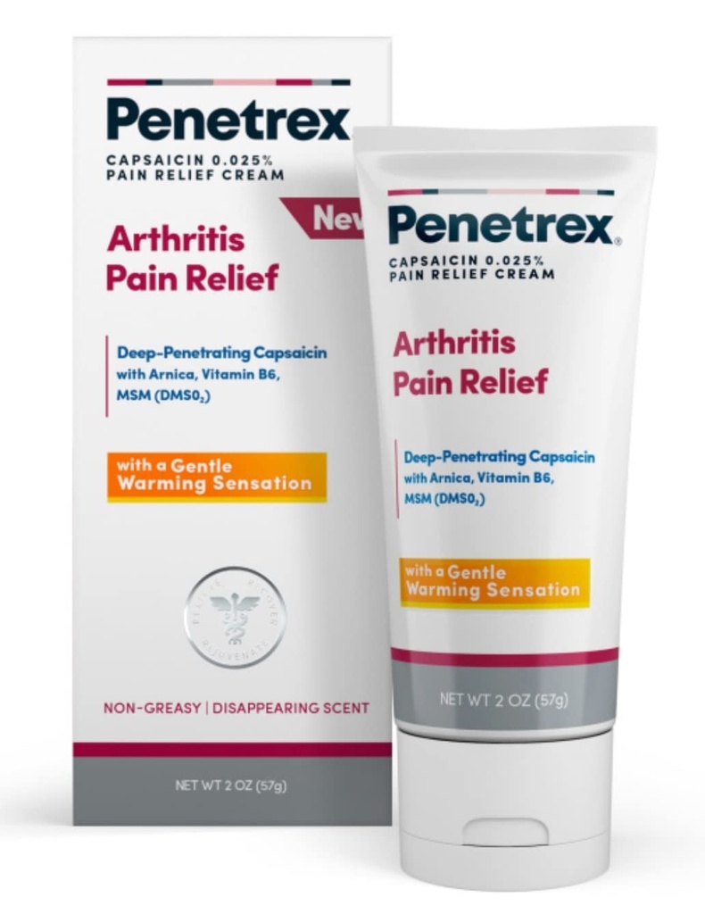 Penetrex Warming Pain Relief Cream - Capsaicina Penetratrice Profonda con Arnica, Vitamina B6 & MSM(DMSO2) - Applicare a Mani, Polsi, Piedi, Ginocchiere, Elbows e altre zone colpite, 2 oz