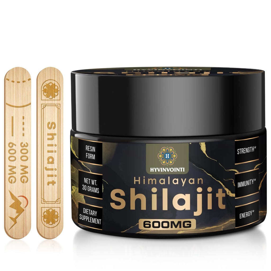 600mg Shilajit Pure Himalayan Organic Shilajit Resin-Shilajit Resina Organic Gold Grade, 100% Pure Organic Shilajit per Energy& Immune Support, Rich in Acid& 85+Trace Minerals,1 Pack