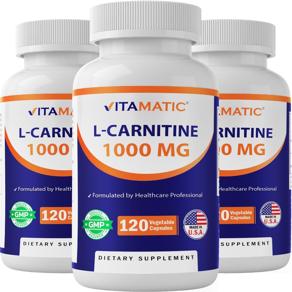 Vitamatic L-Carnitina Fumarate 1000 mg - 120 capsule vegetali (3 bottiglie)