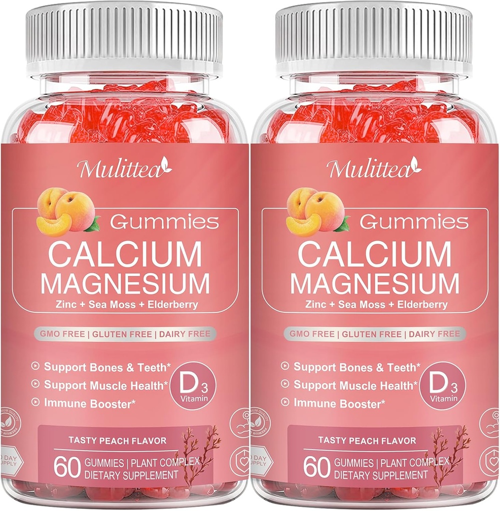 1200mg Calcium Gummies con D3,K2,Zinc - Plant Complex Calcium Magnesium Supplement con Glycinate,Potassium,Vitamin C & Whole Natural Food for Bone & Immune Support- 120 Chewable Gummy Sugar-Free