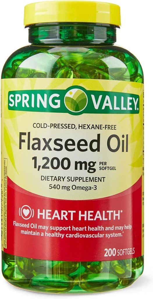 LLK Flaxseed olio Softgels Integratore alimentare, 1.200 mg, 200 Conte