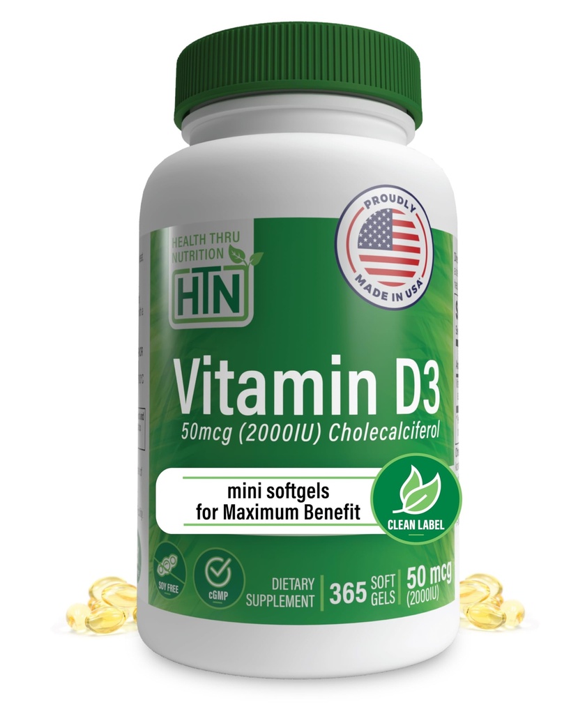 Vitamina D3 2000iu 365 Mini Softgels per i benefici massimi | Alimentazione anno | 50mcg Cholecalciferol | 3rd Party Testato | Non-OGM USP Grado in EVOO | Supporto per la salute immunitaria