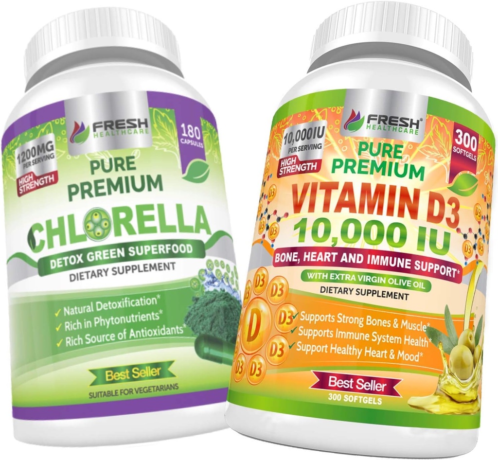 FRESH HEALTHCARE clorella e vitamina D3 10.000 UI - Bundle