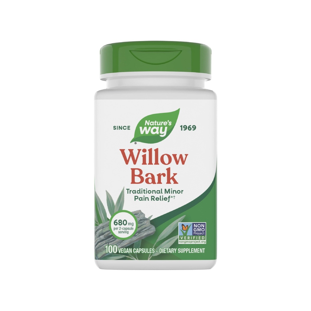 Via della natura Willow Bark, Rilievo Tradizionale di Discomfort A causa di Overexertion occasionale*, Progetto Non OGM verificato, 680 mg per porzione, 100 capsule vegane