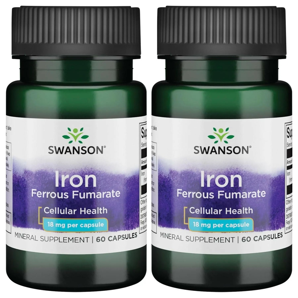 Ferro da Swanson (Ferroso Fumarato) - Supplemento minerale Promuovere il supporto energetico - Formula ad alta concentrazione Assist in Oxygen Delivery & Fatty Acid Metabolism 60 Sgels (2 Pack)