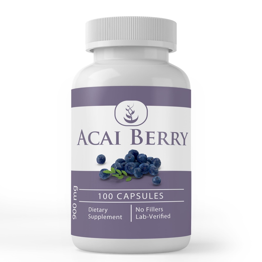 PURE ORIGINAL INGREDIENTI Acai Berry (100 capsule) No Filler di Magnesio o Riso, Sempre Pure, Lab verificato