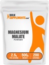 BulkSupplements.com Polvere di Magnesio Malato - Integratori di Magnesio, Alta Bioavailabiltà - Senza glutine e senza glutine, 2.5g per porzione, 500g (1.1 lbs) (Pack of 1)