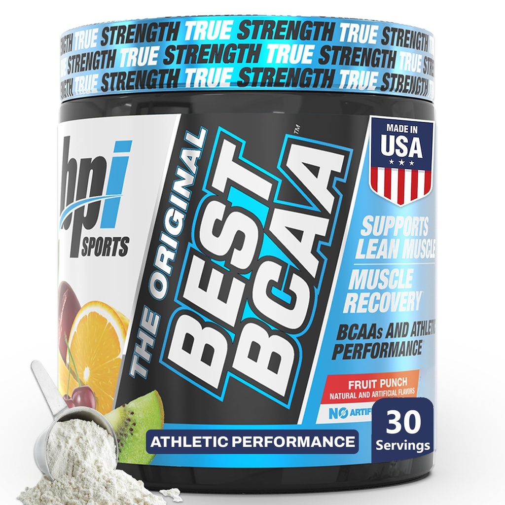 BPI Sports Best BCAA Powder - Supporto per il recupero del muscolo - Aminoacidi a catena ramificata | Blocchi di costruzione di proteine e muscoli - Post Workout Recovery – Hydration - Fruit Punch, 30 Servings