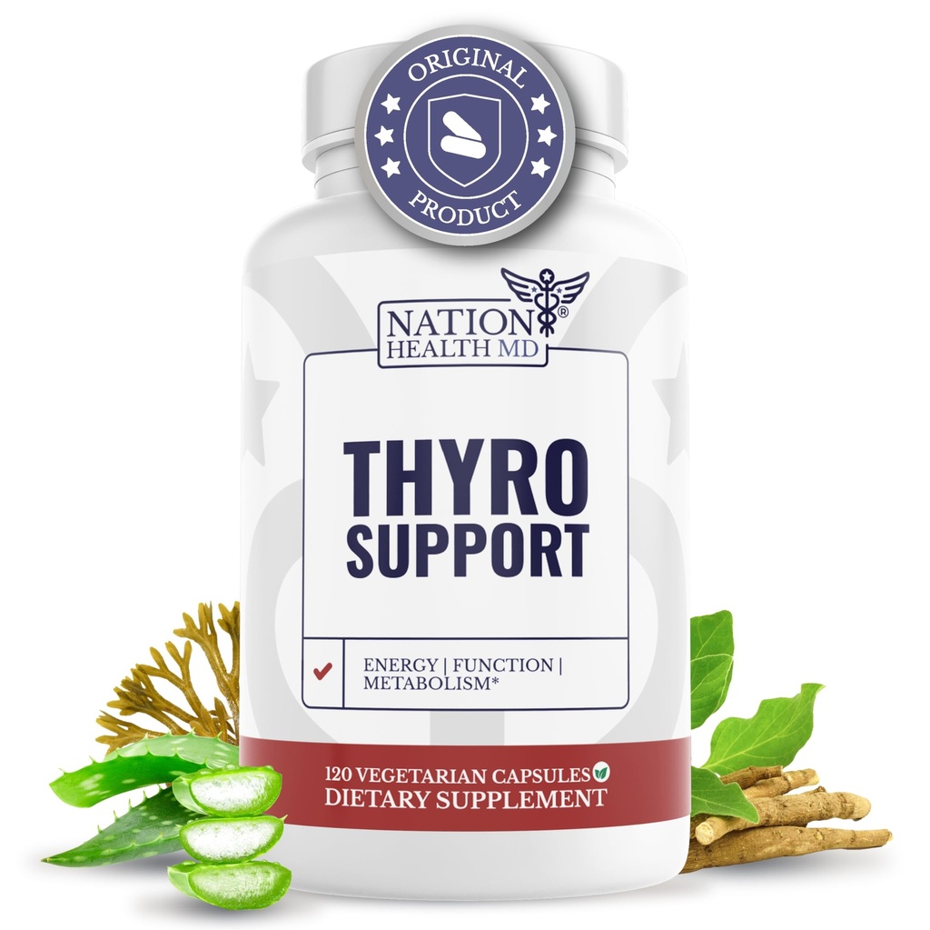 Thyro Support - Integratore tiroideo con Selenio, Bladderwrack & Zinc - Salute tiroidea per le donne & uomini - Vegan, Non OGM, Gluten Free - 120 Capsule