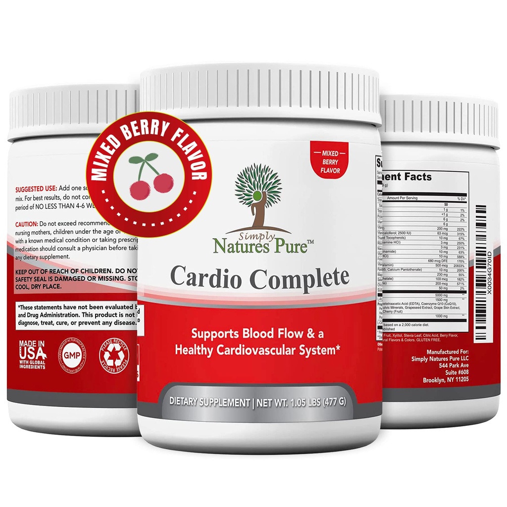 Semplicemente Nature Pure Cardio Completo di 5000 L-Arginina, 1.000mg L-Citrullina, e Hawthorn Berry - Heart Health & Cardiovascular Support Powder Supplement e 3-in-1 Nitric Oxide Booster