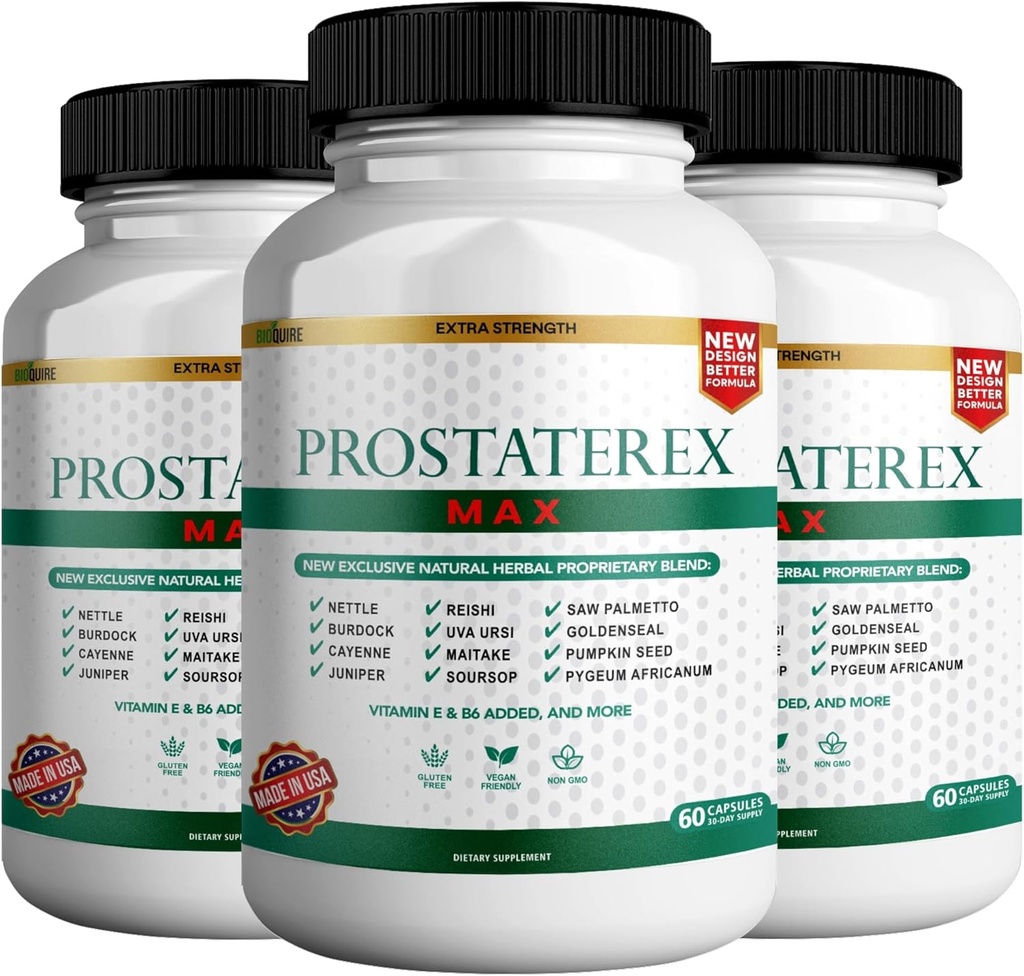 ProstateRex Max Extra Forza Prostate Salute Supplemento, Sega Palmetto, Vegan, Non OGM, Gluten-Free – 180 capsule (3)
