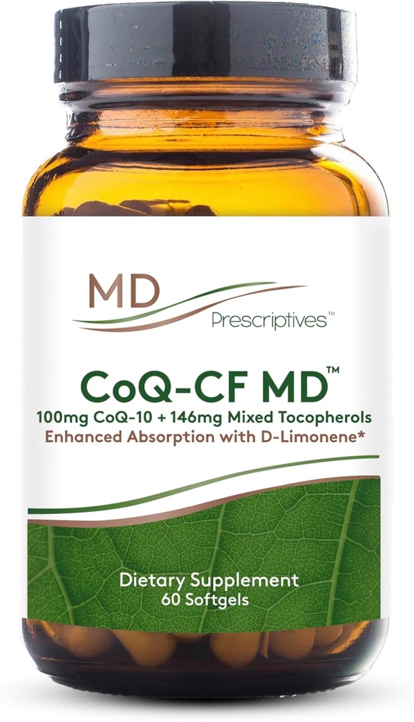 MD Prescriptives CoQ-CF MD - Coenzyme Q10 Integratore alimentare con vitamina E - CoQ10 100mg Formula di assorbimento ottimale - 1 Capsule Daily - 60 Softgels