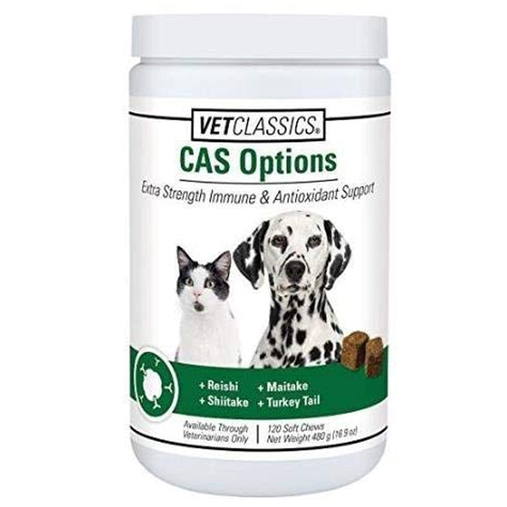 Vet Classics CAS Opzioni Supporto Immune Extra Forza per Cani, Gatti – Pet Health Supplement, Cura Antiossidante Cane – Extra-Strength Dog Supplement Formula – 120 Soft Chews