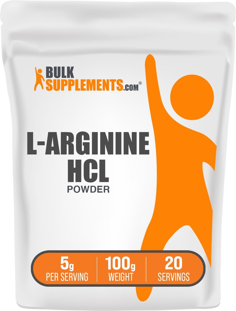 BulkSupplements.com L-Arginina HCl Polvere - Nitric Oxide Supplement, Arginina Polvere - Non aromaed & Gluten Free, 5g per Serving, 100g (3.5 oz) (Pack of 1)