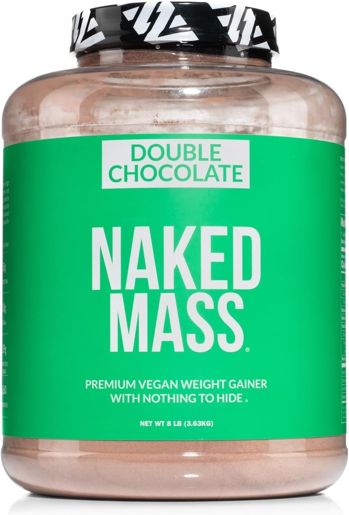 NAKED Vegan Mass - Doppio Chocolate Weight Gainer - 1.260 Calorie, 50G Protein, Niente Artificiale, Tutte Natural Chocolate Protein Powder, Non-GMO, Soy & Gluten Free - 8LB Bulk - 11 Serve