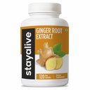 STAY ALIVE Pure Ginger Root Capsule 1000mg, 10:1 Estratto di polvere con 5% Gingerols, 120 Pills, Polvere di radice di resistenza extra, Vegan, Non OGM e Gluten-Free Ginger Supplement