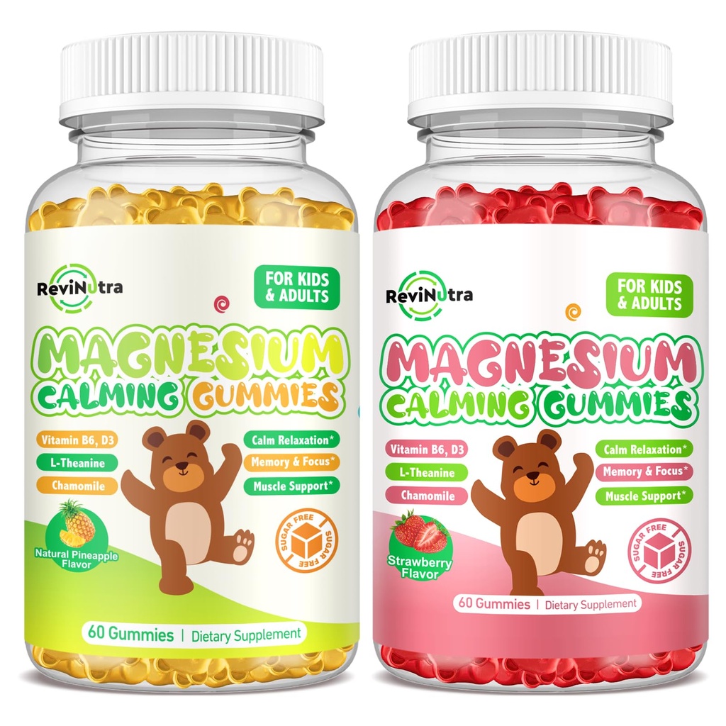 2 Confezione Magnesio Gummies per Bambini & Adulti- Magnesio Glycinate Complex