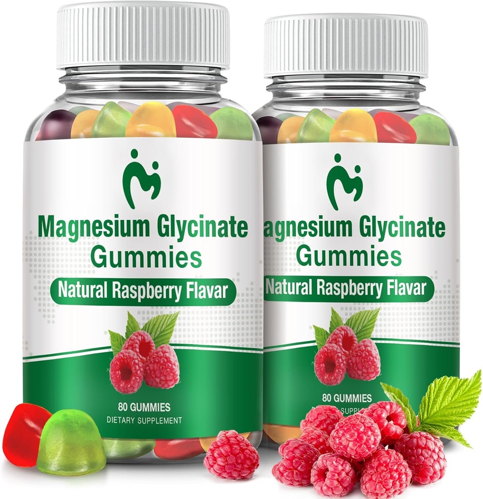 Magnesio Glycinate Gummies per adulti e bambini, 2 pacchetti Masticabile calma Magnesio Gummies per il sonno, Magnesio Glycinate 400mg, Stress & Muscle Relief, Magnesio Potassium Supplement