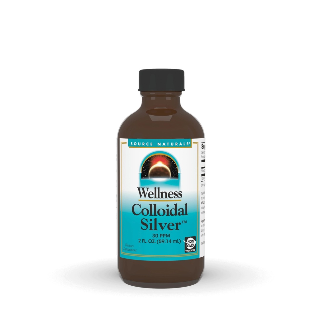 Fonte Naturals Benessere Colloidale Argento, 30 ppm, Non OGM Liquido Integratore Dietetico Che Supporta Benessere Fisico* - 2 Fluid oz