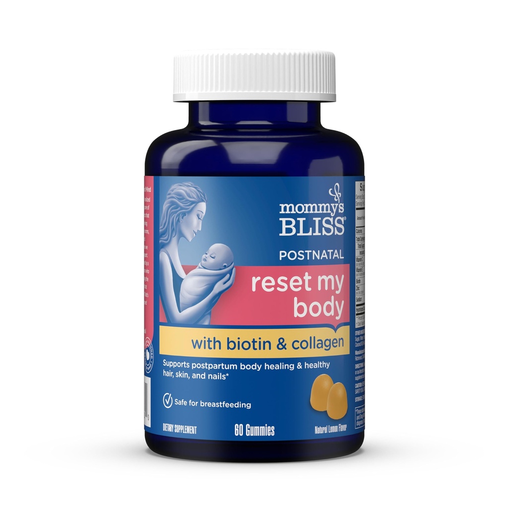 Il supporto postnatale della mammina reimposta le mie gomme corporee con biotina e collagene, supporta l'energia postpartum, la guarigione e la salute comune + capelli, la salute della pelle e delle unghie, senza glutine, 60 gommie (30 porzioni)