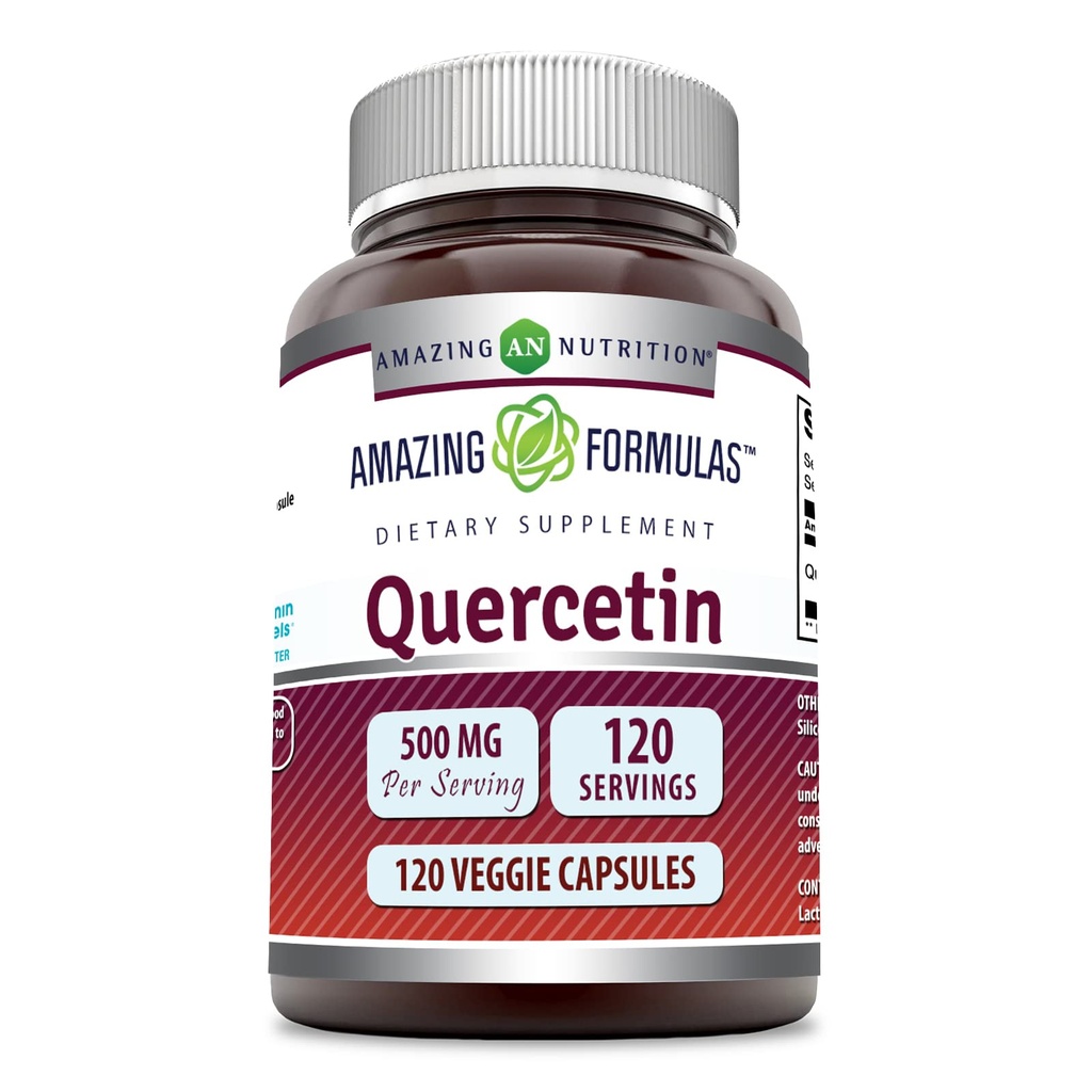 Incredibile formulas Quercetin 500mg 120 capsule vegetali Supplemento - Non-GMO - Gluten Free - Supporta la salute generale e benessere